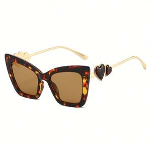 Lunettes de soleil œil de chat à monture large en métal avec logo personnalisé, protection UV400, pour femme, collection 2025 - Product Image 3