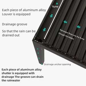 Pergola rétractable en aluminium, pavillon extérieur, couverture de terrasse imperméable avec porte coulissante en verre, gazebo moderne pour jardin et <span class=keywords><strong>piscine</strong></span> - Product Image 6