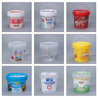 Impression IML conteneurs d'emballage de barbe à papa gommeuse vide personnalisés seaux en PP boîte à biscuits de qualité alimentaire en plastique