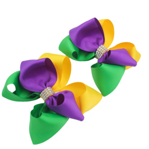 Un paio di fiocchi per ragazza Mardi Gras trecce viola <span class=keywords><strong>oro</strong></span> e verde per accessori per capelli per ragazza - Product Image 5