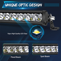 Barra de Luz LED Auxiliar para Auto de 18 Pulgadas, Una Sola Fila, Perfil Bajo, 80W, Haz Combinado, IP67, Todoterreno, 12V