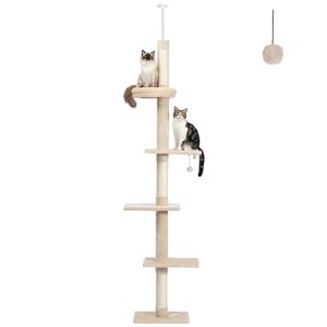 Torre de gato de suelo a techo de 5 niveles Árbol de gato ajustable en altura con <span class=keywords><strong>poste</strong></span> rascador - Product Image 3