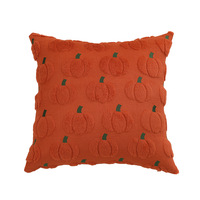 Housse de coussin décorative en forme de citrouille brodée rouge rouille, douce et moelleuse, thème récolte d'automne, pour la maison et l'hôtel