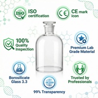 Cloche en verre borosilicate transparent à parois épaisses avec bouchon en verre taillé, équipement scientifique de laboratoire, vente en gros