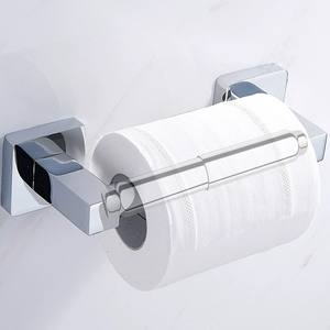 Boîte à mouchoirs en plastique électroplaqué avec tige télescopique et ressort pour rouleau de papier toilette, transfrontalier - Product Image 1