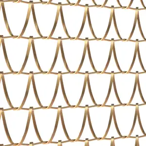 Architectural Spiral Wire Link Mesh Aluminium Metal Chain Link Curtain Decorative Mesh For Home And Kitchen