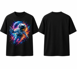 Custom DTG Astronaut Graphic T-Shirt 100% Cotton 180GSM Heavyweight Full Color Print Streetwear Unisex OEM ODM Casual Tee - Product Image 2