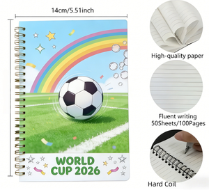 Carnets <span class=keywords><strong>de</strong></span> notes personnalisés avec logo, reliure spirale, pour entraînement, <span class=keywords><strong>Coupe</strong></span> <span class=keywords><strong>de</strong></span> football 2026, couverture en papier, journal à double spirale Wire-o - Product Image 2