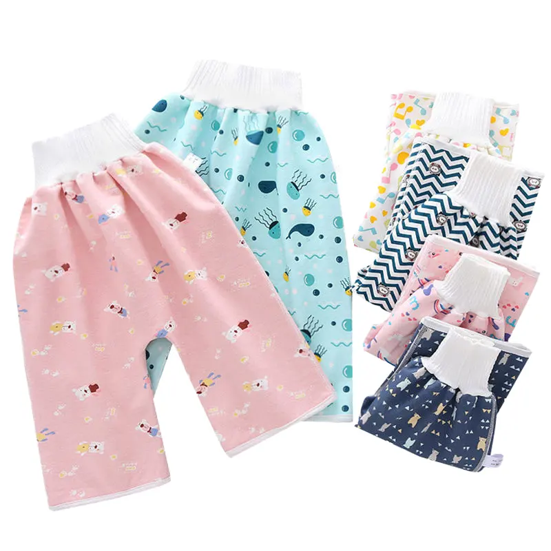 Short de couche en tissu imperméable et confortable pour garçons et filles pantalon d'entraînement de pot de nuit jupe culotte de mouillage de lit de bébé