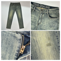 Jeans d'été pour hommes, coupe droite élastique, gris, décontracté, ample, brodé, extensible