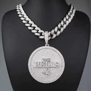 Collier avec pendentif Hiphop numérique 44, pendentif hip hop, personnalisé, Rotation glacé avec chaîne cubaine 18K, or blanc, plaqué, grand, nouveauté - Product Image 5