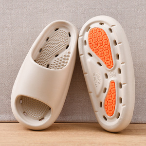 Sandalias de verano para mujer, suela gruesa, aumento de altura, EVA, transpirables, antideslizantes, zapatos de playa, color beige, talla 37 - Product Image 1