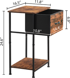 Comodino rustico in legno Somdot comodino fine tavolo per camera da letto vivaio soggiorno - Product Image 3