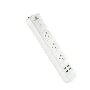 Multifunctional Thailand Universal 3-way + 4USB White Power strip extension socket