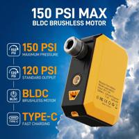 Compresseur d'air électrique portable intelligent 150 PSI pour vélo, moteur sans balais, gonfleur de pneus LCD Type-C Presta Schrader pour vélos et ballons