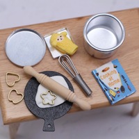 Juego de Herramientas de Repostería en Miniatura para Casa de Muñecas 1:12, Kit de Accesorios de Cocina en Miniatura con Rodillo, Batidor de Huevos y Bandeja