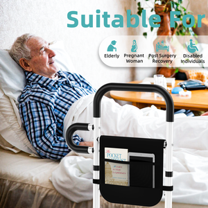 Barres de lit réglables pour la sécurité des personnes âgées, barres d'assistance au lit pour lit double, canne de lit portable pour seniors avec poche de rangement - Product Image 5