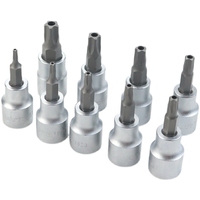 NANYU 9PC 1/4 "3/8" Pentagon Star Impact Socket Set T10-T50 Star Hollow Bit Socket Set