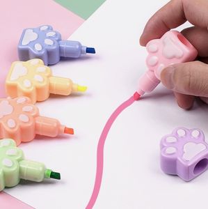 Cat Claw Fluorescent Pen - Cartoon Cute Student Line Marker pour la prise de notes et la numérotation colorées - Product Image 5