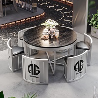 Table Basse Industrielle Créative en Fût d'Huile, Table de Bar, Table à Thé, Ensemble Table et Chaises pour Salon de Thé, Cinéma