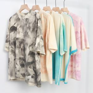 T-shirts Tie Dye à épaules tombantes Impression de logo personnalisé T-shirt Tie Dye en coton pour hommes - Product Image 1