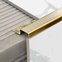 Profilé de bordure d'escalier antidérapant en acier inoxydable, bande de finition de carrelage en métal brossé pour hôtel, bureau, appartement
