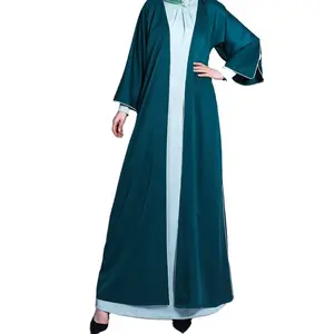Hijab INS New Muslim Clothing Muslim Robe Classka White Prong Tunic Women's Solid Colour Loose Waist Cardigan