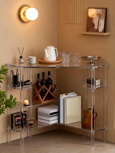 Table d'appoint en acrylique personnalisée pour café/vin, 28,5 x 28,5 pouces, à poser au coin <span class=keywords><strong>du</strong></span> <span class=keywords><strong>mur</strong></span>, bureau à domicile avec fonction <span class=keywords><strong>de</strong></span> rangement pour <span class=keywords><strong>l</strong></span>'ameublement intérieur - Product Image 1