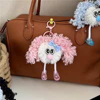 Lockige Plüsch-Puppen-Taschenanhänger, Niedlicher Plüsch-Schlüsselanhänger mit Schleife, Glitzer Y2K Rucksack-Accessoire, Cartoon-Ornament, Tägliches Kleines Geschenk für Mädchen