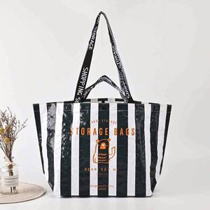 Customized logo Woven Tote Bag Durable Laminated PP Woven Tote Bag Large-capacity Recycled Shopping Promotional Bag - Product Image 5
