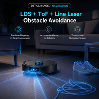 Aspirateur robot intelligent RC600, contrôle par application TUYA WIFI, navigation LDS+SLAM, utilisation domestique et hôtelière, nettoyage automatique humide/sec HEPA
