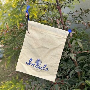 Eco Friendly Reusable Cotton Canvas Small <b>Drawstring</b> <b>Pouch</b> Bag - Product Image 4