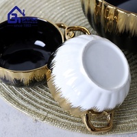 Grande capacité, pot à soupe en céramique nordique, décoratif, plaqué or de luxe, soupière en porcelaine, ensemble de soupière avec support en bois
