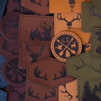 Patchs brodés 3D de haute qualité en forme de bois de cerf en cuir PU, thermocollants, sur mesure, pour la décoration de chapeaux et vêtements
