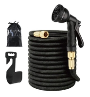 Manguera de Jardín Extensible, Manguera de Agua Retráctil Mágica con Conector de Latón y Pistola de Riego de 8 Modos para Riego de Jardín y Lavado de Autos
