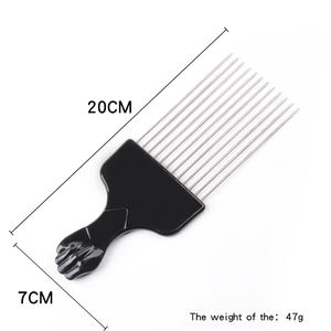 Peigne à <span class=keywords><strong>cheveux</strong></span> <span class=keywords><strong>afro</strong></span> antistatique en plastique noir, avec picots en acier inoxydable, le plus populaire - Product Image 5