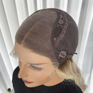 Perruques de cheveux humains européens de qualité supérieure, prêtes à être expédiées, avec balayage gris, perruques en dentelle complète HD, perruques médicales à nouer à la main, sans colle - Product Image 5