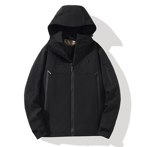 Waterproof Soft Shell 3 In 1 Windbreaker Jacket Men Workwear With Hood And Zipper Front For Outdoor Use - Product Image 1