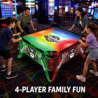 Mesa de Hockey de Aire Electrónica para 4 Jugadores con Puntuación Electrónica, Efectos LED, Máquina de Juegos Arcade para Bares, Clubes y Parques de Diversiones, 1 Año de Garantía