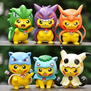 6 pièces Pokemoned Pikachu figurine ensemble Kawaii Anime Cosplay déguisement PVC modèle poupées jouets à collectionner cadeau pour les enfants Fans - Product Image 4