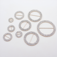 Boucles de ceinture coulissantes en alliage de zinc sans nickel, plaquées argent/or, à deux rangées de strass, pour ceintures et vêtements – Vente en gros