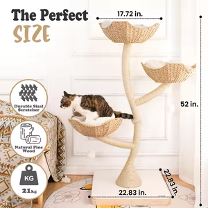 Großhandel Blume Katze Kletter rahmen Baumhaus Moderne bequeme Turm Kratz bäume Scratcher Holz Kratz baum - Product Image 1