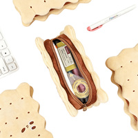 Estuche de Lápices de Felpa con Forma de Galleta de Sándwich, Estuche de Papelería de Felpa Suave para Niñas, Niños, Estudiantes, Oficina, Almacenamiento Escolar