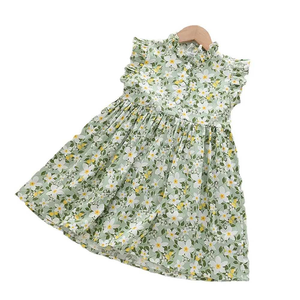 子供服赤ちゃん幼児ノースリーブAラインサンドレスフローラルプリントスモックドレスガールズサマードレス