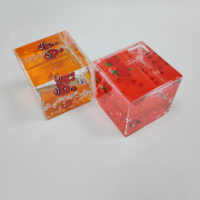 Presse-papiers personnalisé en forme de vague liquide, cube en acrylique rempli d'huile avec figurine flottante et paillettes, décoration de bureau anti-stress, cadeau promotionnel