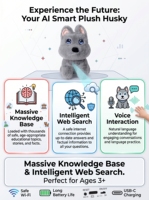 Peluche interactive électrique personnalisée Chien Husky Gris Cuteyeah avec IA vocale et émotions, compagnon multi-langues pour enfants, expédition immédiate