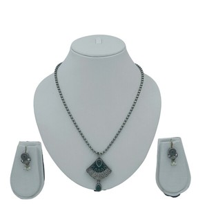 DIVYORO Fan-Shaped Blue Stone Oxidized Silver <b>Necklace</b> Set for Women Traditional Ethnic Jewelry Vintage <b>Statement</b> <b>Necklace</b> Set - Product Image 1