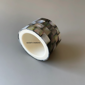 Juego de Servilleteros de Nácar Negro, Decoración de Mesa Ecológica con Incrustaciones de Concha, para Cenas Elegantes - Product Image 1