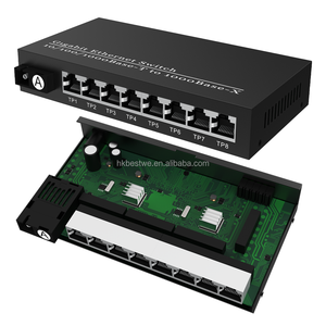 Convertidor de Medios Ethernet de 1000Mbps 1SC a 8RJ45, Transmisor y Receptor de 3KM, Equipo de Fibra Óptica - Product Image 1