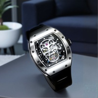 Montre mécanique de luxe haut de gamme OEM personnalisée pour hommes, mouvement automatique, alliage de silicone, cadran à aiguilles lumineuses, étanche 50M, vente en gros
